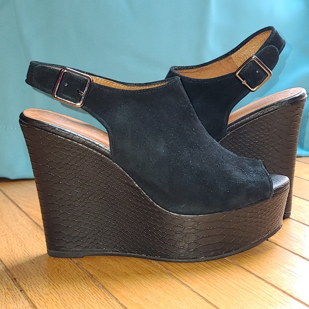 Jeffrey Campbell Dexter Black Ankle Strap Wedges